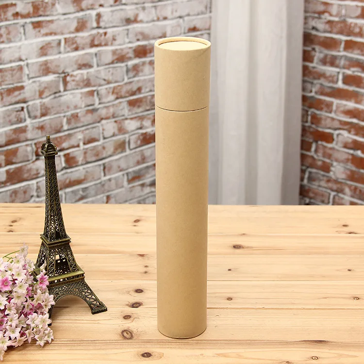 
Hot Sale Shipping Shaped Brown Kraft Tube Simple Cardboard Cylinder Packaging Mailing Poster Mail Paper Tube 