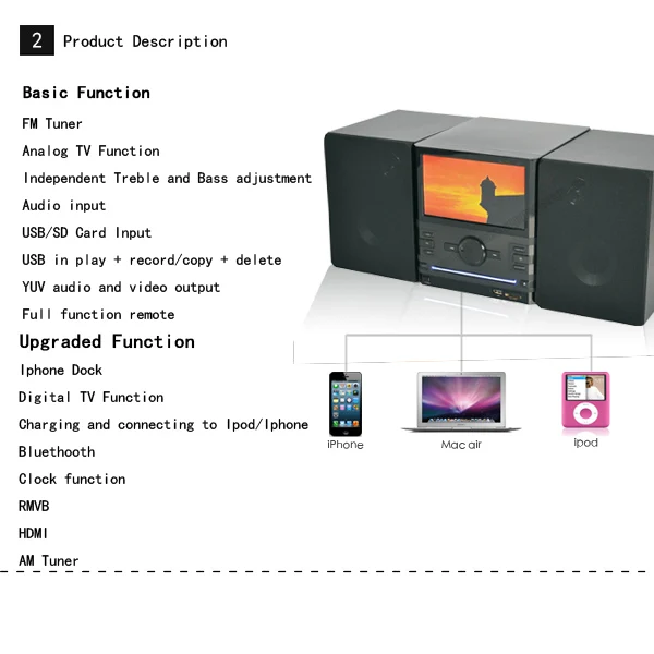 2018 Baru 7' Tft Layar Portabel Cd Player Dengan Tv Tuner 