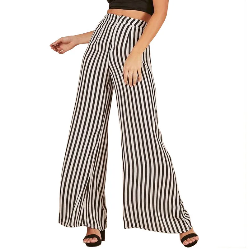 

Wholesale Ladies Hottest Black Stripe Wide Leg Pants, Any color