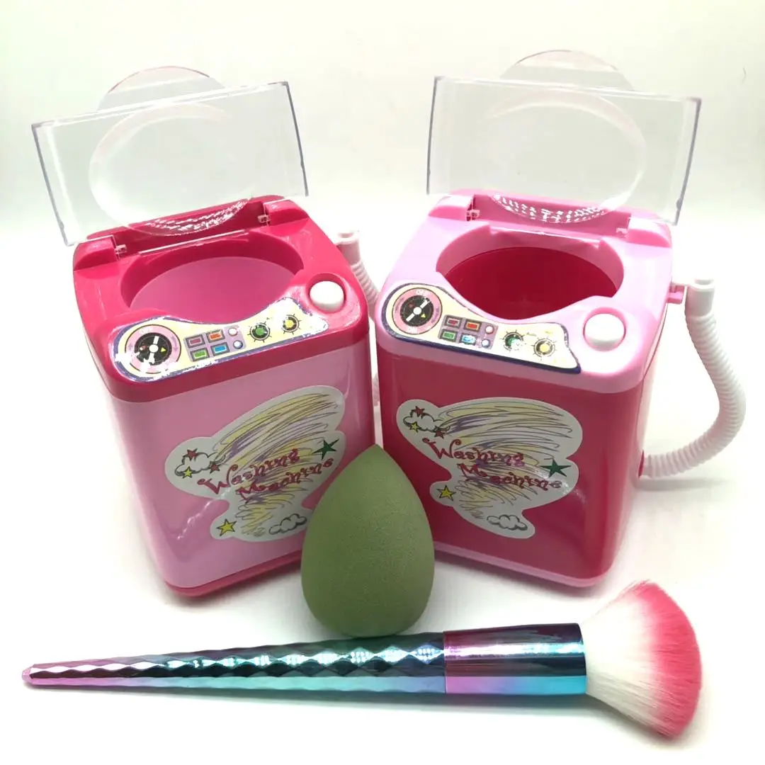 

Electronic Mini Washing Machine Shape Automatic Makeup Brush Cleaner Dries Deep Cleaning for Brushes sponge, Pink