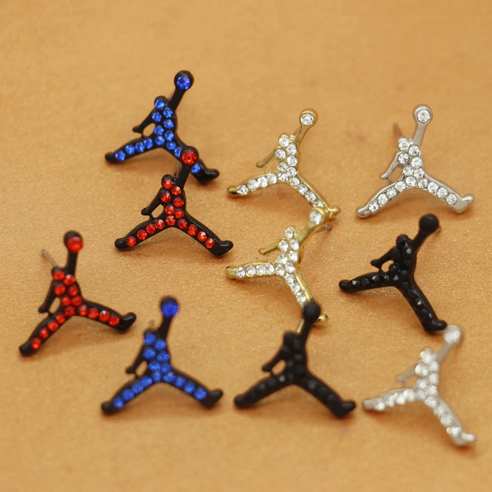 

Silver Basketball Men's Sports Earrings Crystal Fashion Jewelry Stud Earrings