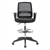 Mesh back height adjustable drafting chair task stool with arms and footring