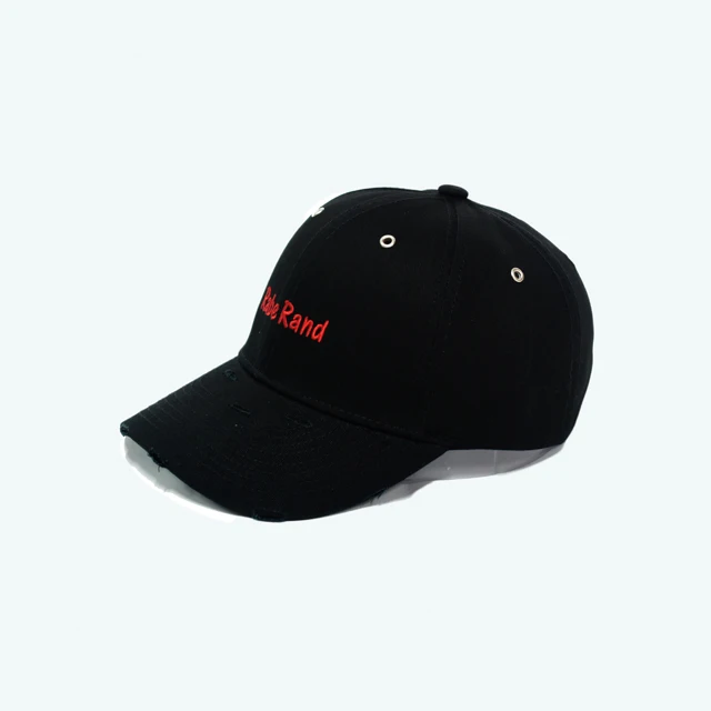 

Black Distressed Custom Embroidered Baseball Caps, White/black/purple/red