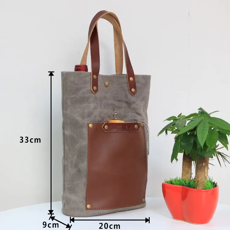 waxed canvas wine bag