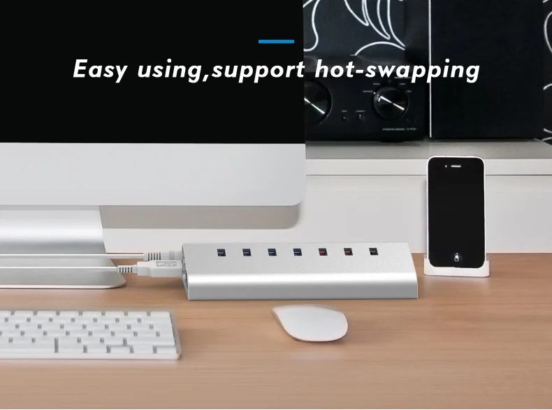 Blueendless USB 3.0 Aluminum Hight Speed 7 Port USB HUB