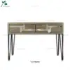 Mirrored Ornamented 2 Drawer Wooden Console Table Metal Leg