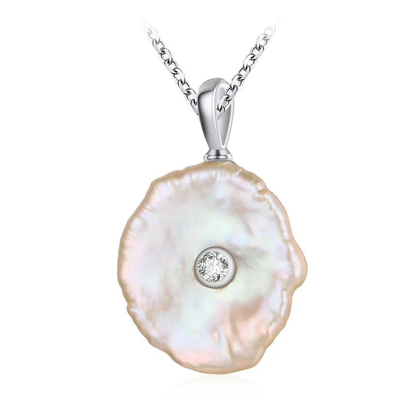

Silver Plated Shell Pearl Pendant Women Necklace 925 Sterling Chain Necklace With CZ Stone 5-y0252a-7960, Any color are available