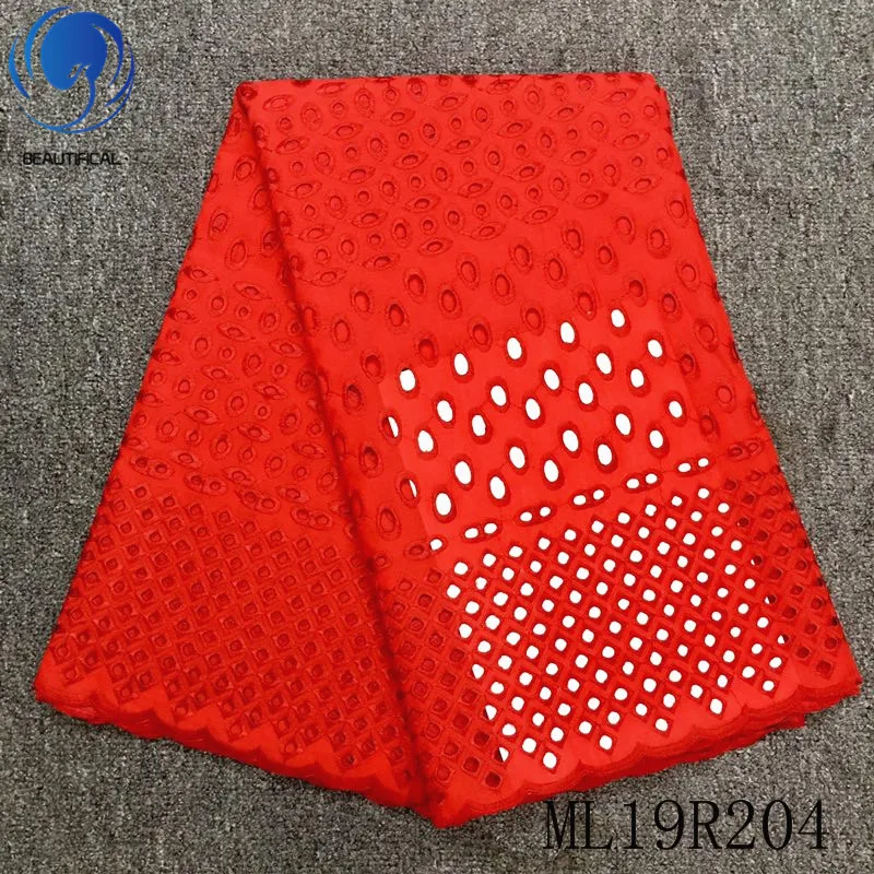 

Beautifical red voile lace swiss eyelet fabric cotton dry lace ML19R204, Customized