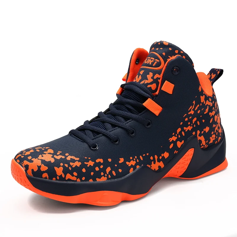 

Wholesale fashion shape mens high cut ankle basketball shoes zapatos in stock