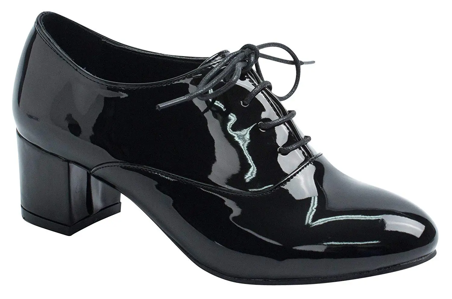 shiny black high heel shoes