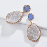 

European Wholesale New Design Resin Rhinestone Pendant Oval Statement Colors Earrings For Women