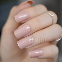 

UV Gel Cover Candy False Nails Shiny Nude Square Nail Tips Full Wrap gel nail polish Fake Nails Faux ongles DIY