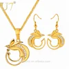 U7 PNG Papua New Guinea Jewelry 18K Gold Plated Bird of Paradise Pendant Necklaces and Earrings Set