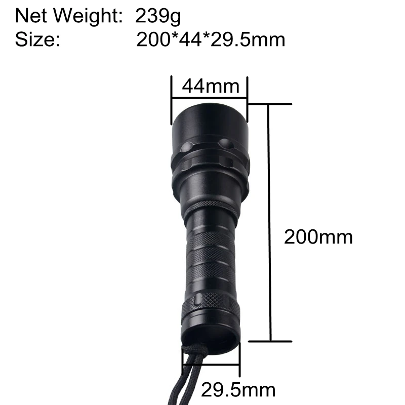 High Power T6 18650 Rechargeable IP68 Underwater Diving Torch LED