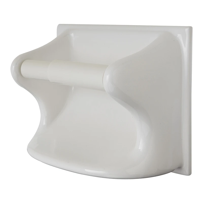 white ceramic toilet roll holder