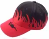 Top quality structured cotton twill black red custom flame fire embroidery baseball fashion cap hat