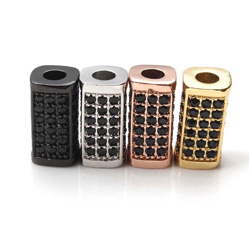 

Wholesale alloy fashion custom cz men and women stone beads bracelet black diamond tube beads, Gold;sliver;rose gold;black