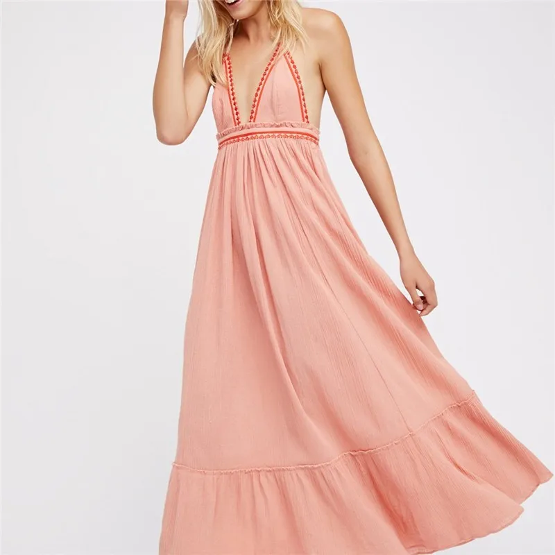 2017 Oem Endless Summer Halter Adjustable Tie Long Summer Dresses - Buy