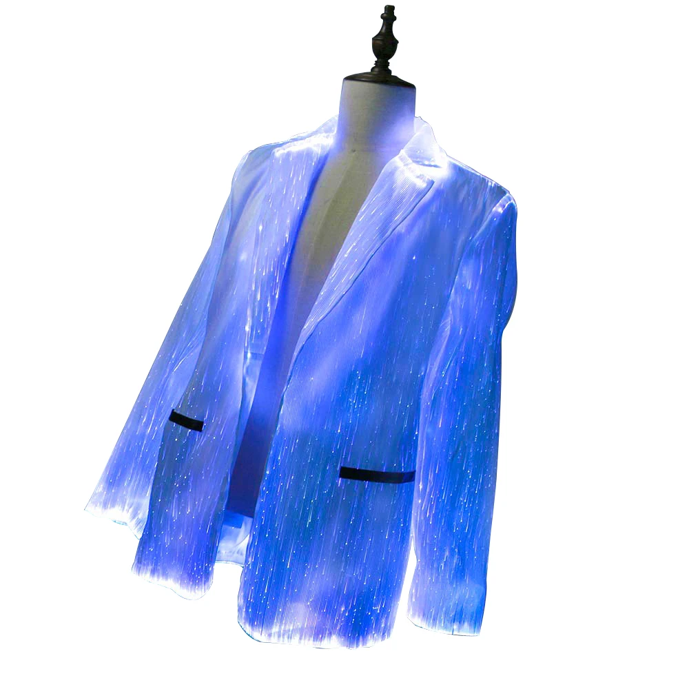 

Rave party burning man festival fiber optic light clothing luminous led men suits & tuxedo