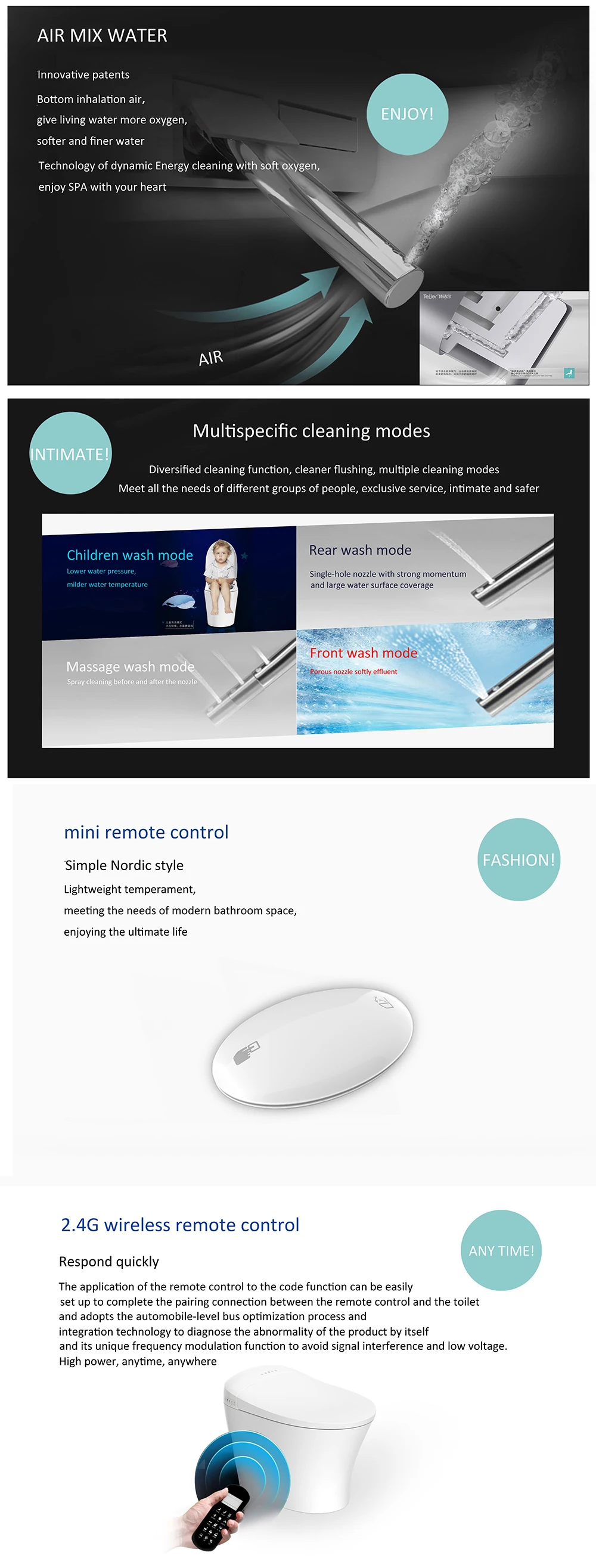 Bathware smart wc radar sensor Auto flip open cover Foot sensor flip open seat massage wash intelligent automatic toilet