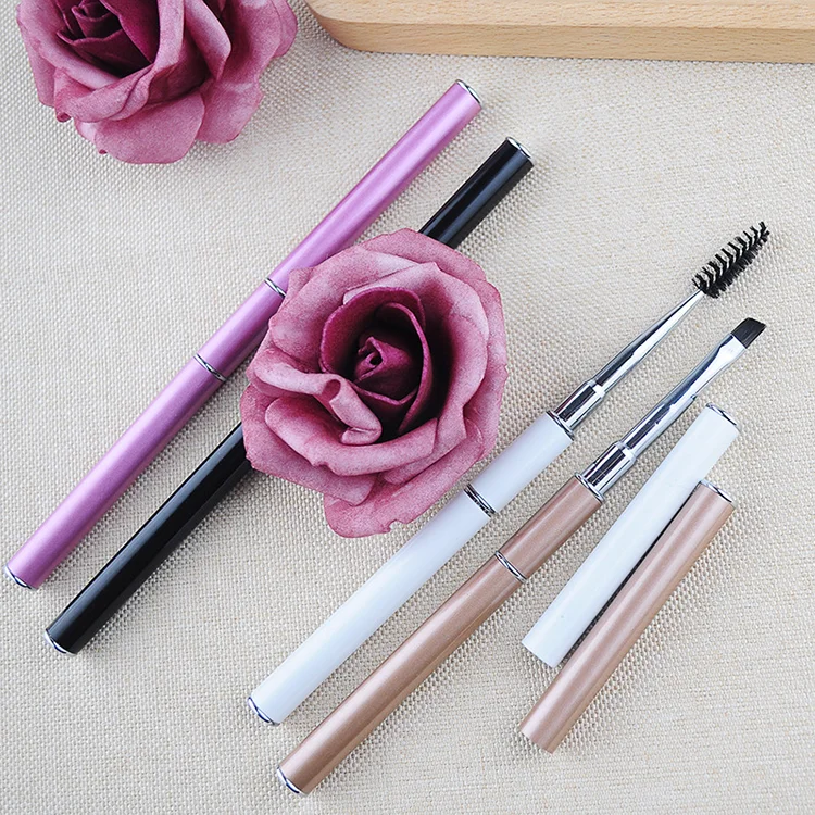 

High End Makeup Tools 4 Colors Option Portable Eye brow and Mascara Brush Wands with Cap, As per picture