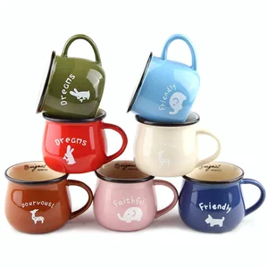 Image of Zogift Various sizes Logo printed custom orange porcelain ceramic enamel drinking coffee cup mug with lid