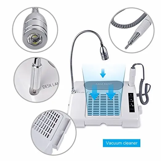 

nails salon professional products LED gel lamp 3 in 1 nail dust drill machine for acrylic nails, White