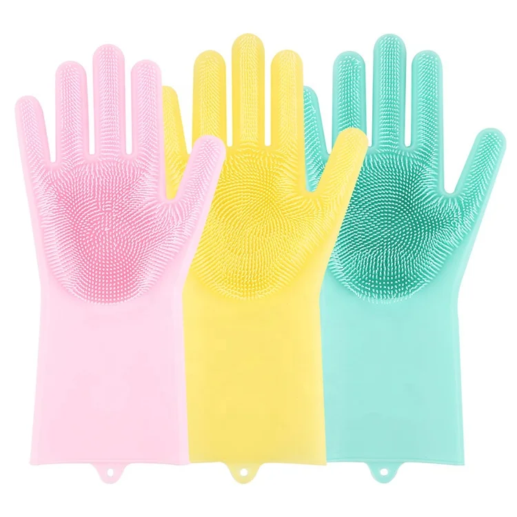 

Silicone Dishwashing Brush Glove Kitchen Magic Cleaning Gloves, Customized