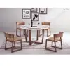 Wooden Round Marble Top Rotating Dining Table with Turntable