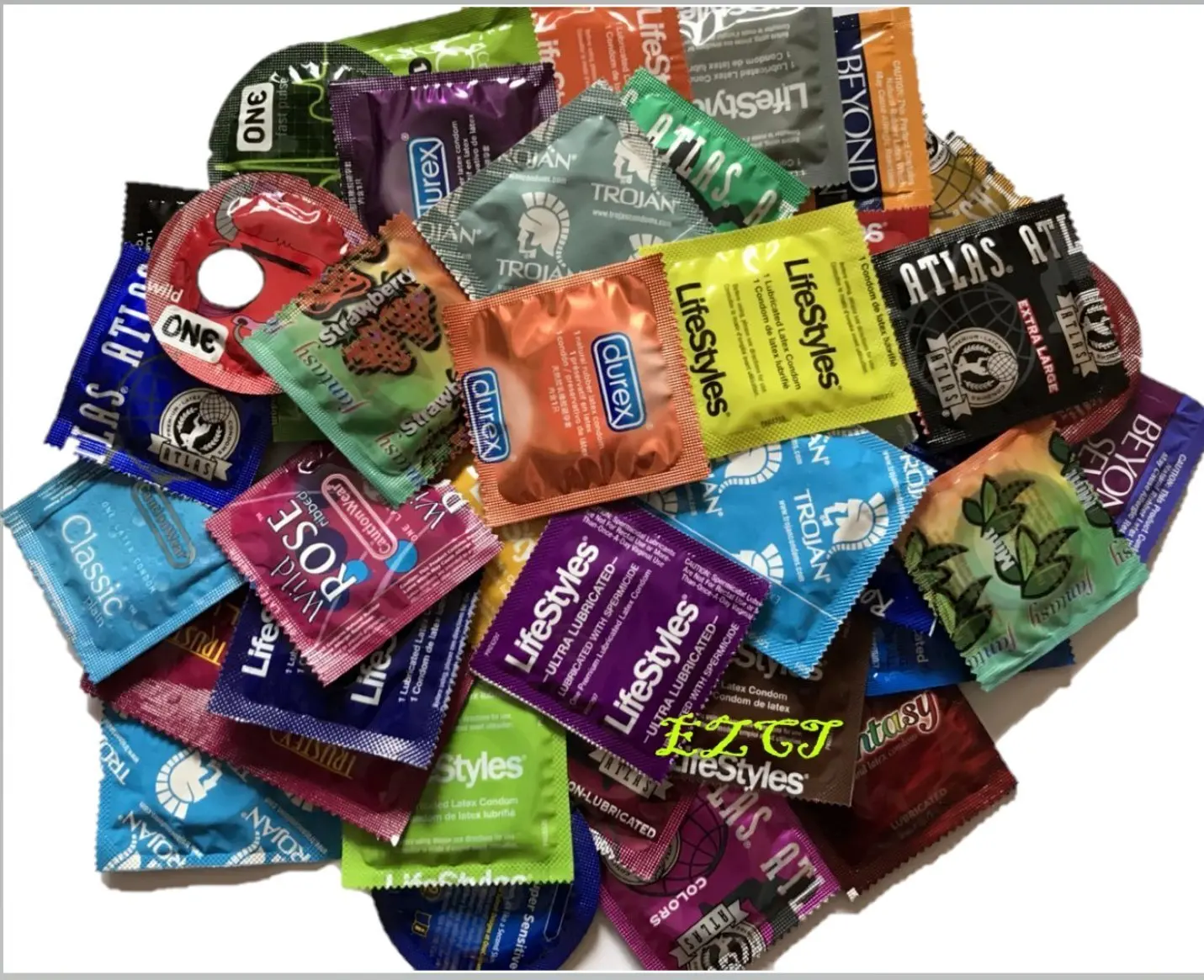Condoms Variety Pack 50 : Trojan, Lifestyles, One, Atlas, Beyond Seven, Cro...
