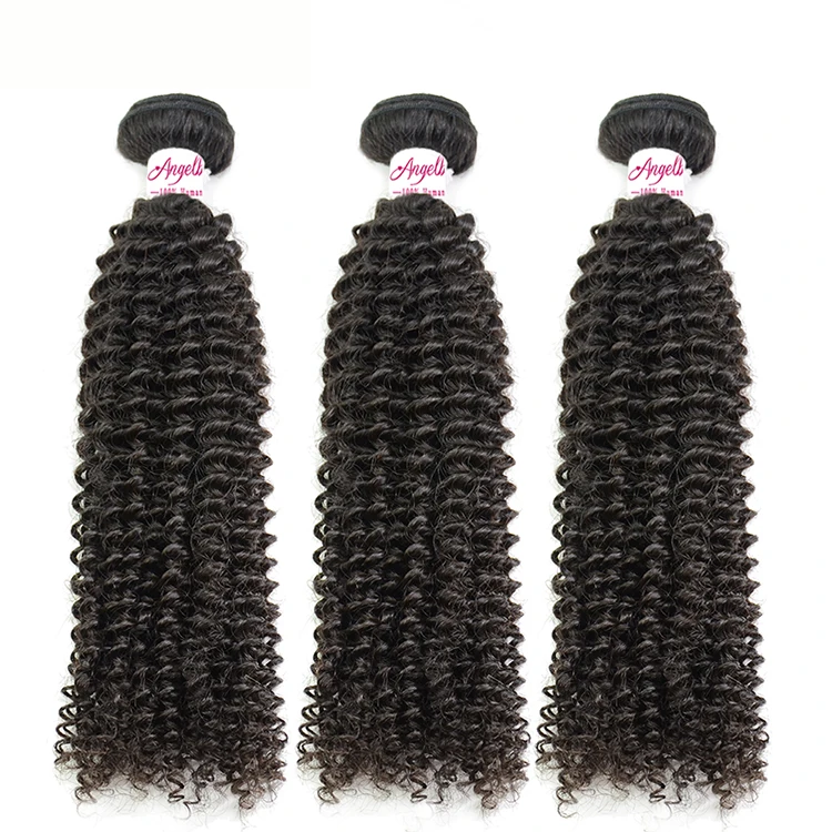 

Angelbella Cuticle Aligned Kinky Curly Hair Extensions Virgin Natural Indian Curly Hair, Natural color