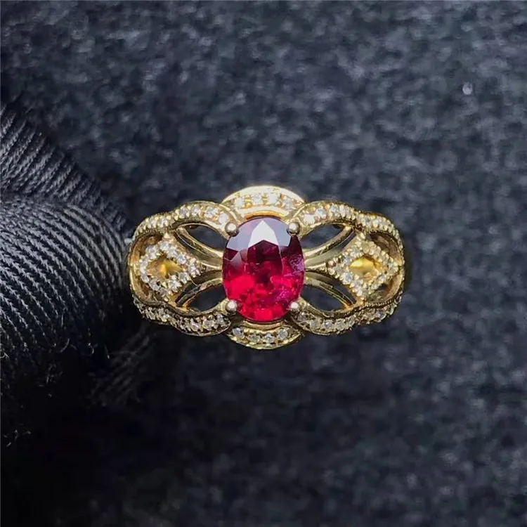 

18k gold South Africa real diamond 0.81ct natural red ruby classic ring for women