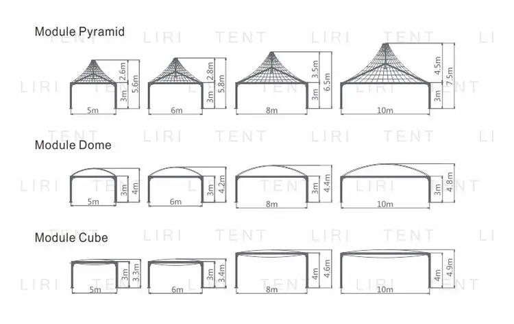 Aluminium Alloy Modular Dome Tents With Glass Windows And Doors