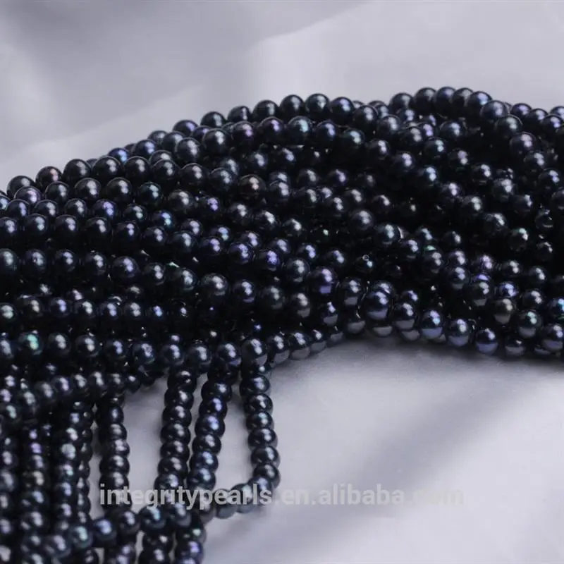 

6mm AA- black peacock off round freshwater natural pearl beads wholesale