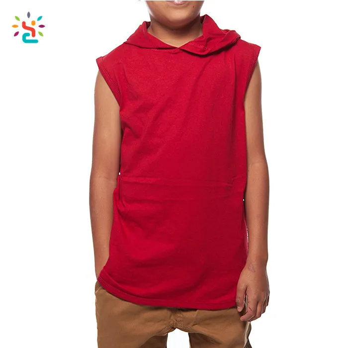 Red sleeveless hoodie store youth