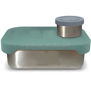 Image of Leak Proof Stainless Steel Food Container & Condiment Holder,Metal Lunch Box Bento Box Nesting Storage,Portion Snacks Dressings