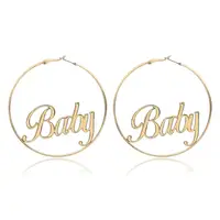 

yiwu wholesale baby word hoop earrings gold earring hoops metal letter BABY earring for girlfriend gift