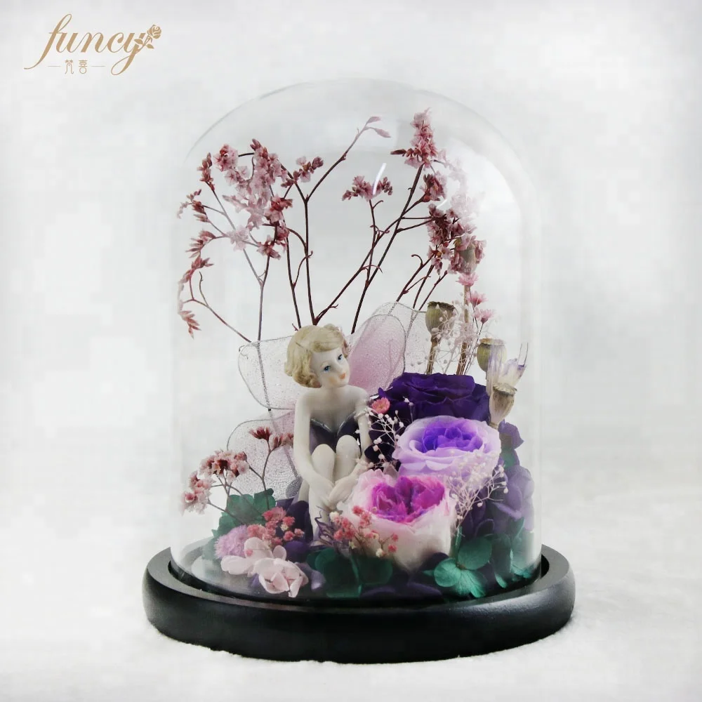 
Gift Item Valentine Day Girlfriend Preserved Roses Forever Flower Angle Glass Dome 3 Year Anniversary List Gift items Marriage 
