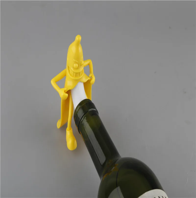 

funny silicone stopper in wine, Yellow