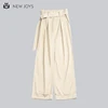 Exquisite Workmanship Fashion Elegant Office Solid Color White Pleated Wide Leg Pants