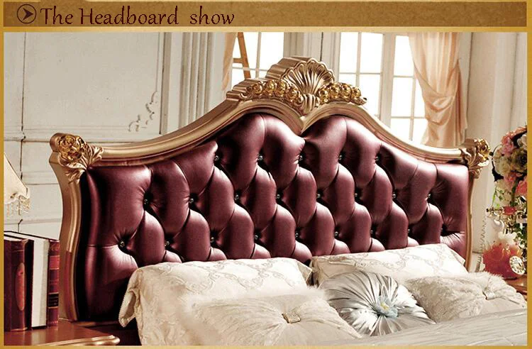 modern european solid wood bed Fashion Carved 1.8 m bed french bedroom furniture p10055