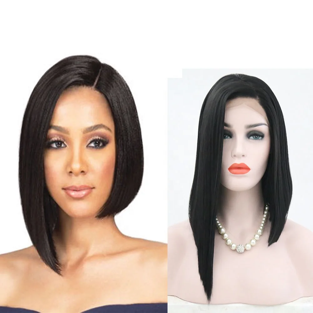 

Ali Show Hair Natural Lace Frontal Wig Heat Resistant Short Straight Bob Wigs For Black Women