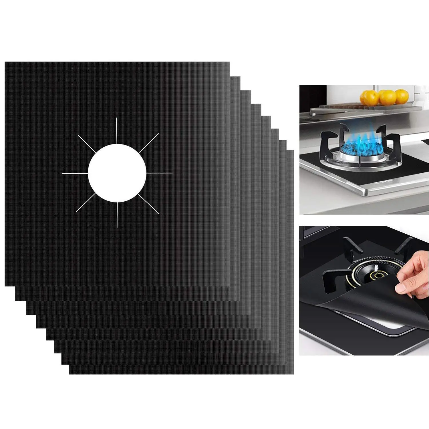 Heat-resistant for Cooking Gas Range Cover,JUSTDOLIFE Stove Burner Covers 8 Packs Stovetop Burner Liner Thickness Reusable Non-Stick Gas Range Protectors Size 10.6/”x 10.6/” Dishwasher Safe