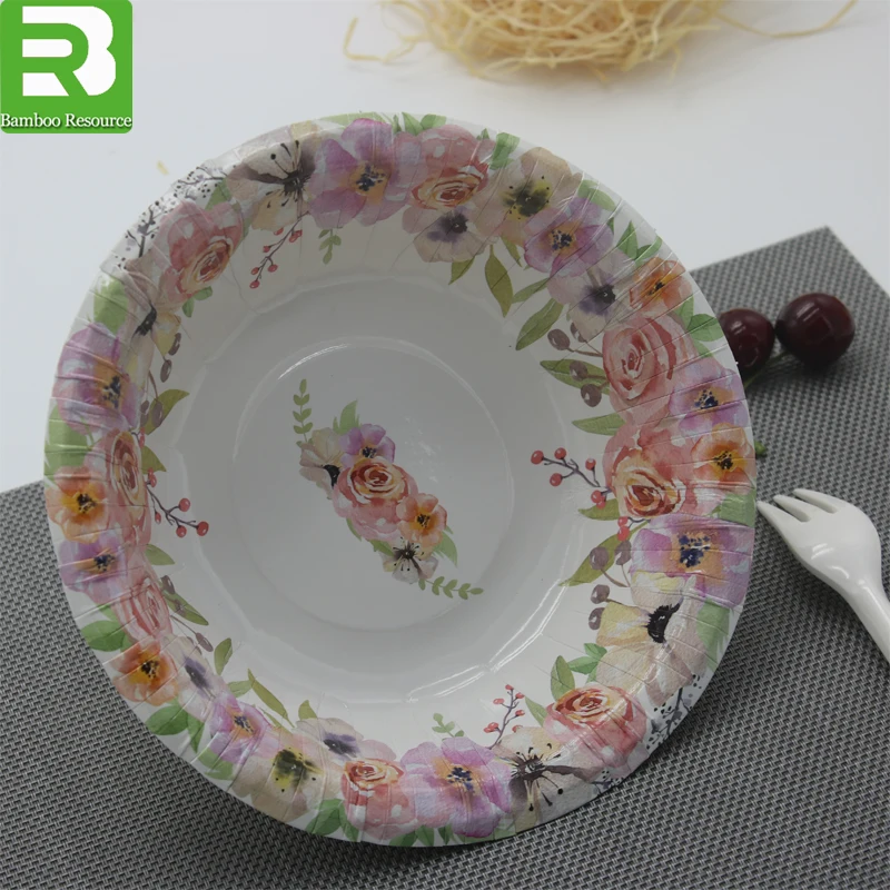 
Disposable printed take away paper salad bowl 