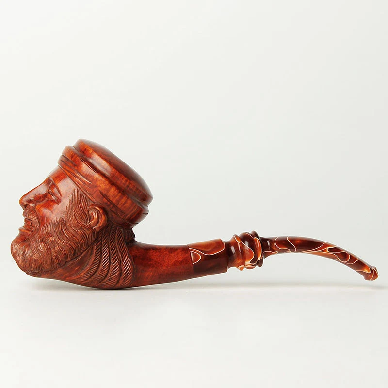 Human & Portrait Engraved Smoking Herb Pipe Handmade Briar Wood Carved