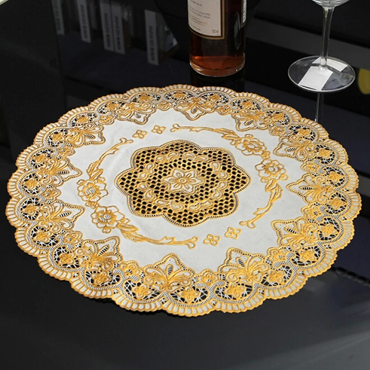 40cm Round Gold Placemats Factory,Round Paper Placemats Gold Round