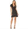 Wrap front with tie closure Polka Dot ruffle trim birkin mini wrap dress