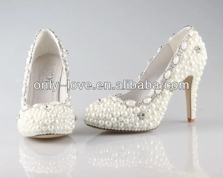 BS773 custom made pearls wedding shoes bridal shoes