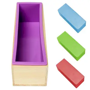 Hot Sale 1200ml Rectangle Silicone Soap Mold Wood Box