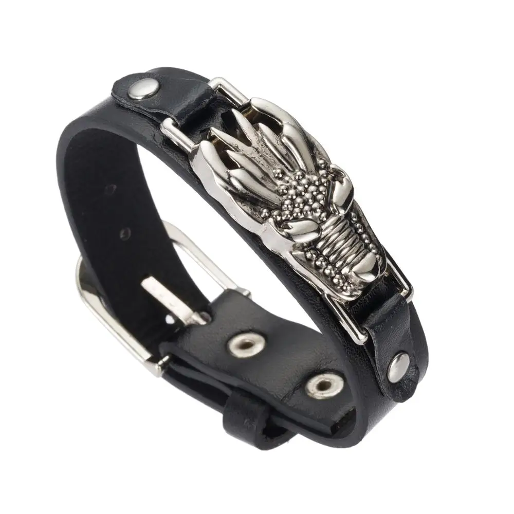 

Fashion Charm Dragon Bracelet with Belt's Buckle Leather Bracelet for Men Costume Jewelry
